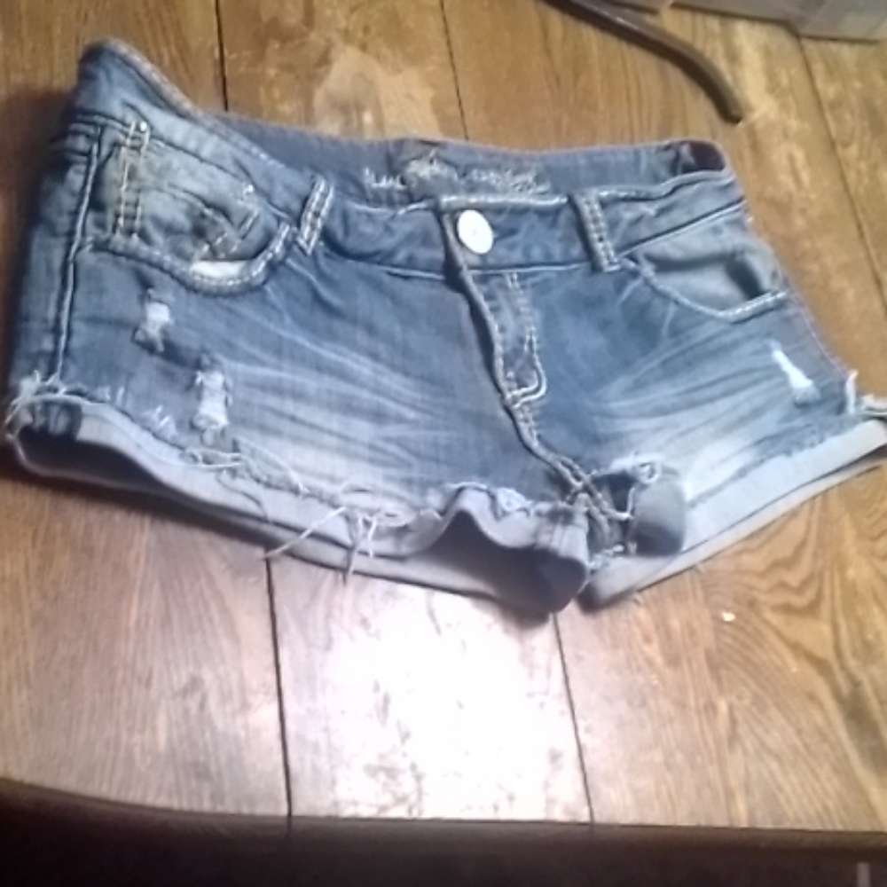 Distressed Blue Jean Shorts